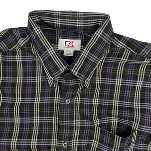 Cutter & Buck Men Oxford Button Down Shirt Size L Plaid Long Sleeve Preppy Sport